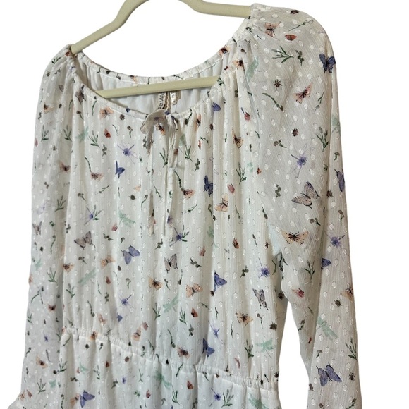 H&M Divided MIDI Butterfly Multi Colored White SZ 10 Feminine Cottagecore Fairy - Picture 9 of 13
